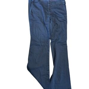 Banana Republic Trousers Womens 10 Navy Blue Wide Leg Stretch Cotton Pants